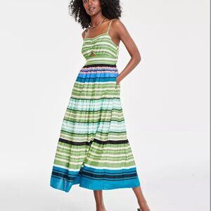 On 34th Women's Striped Multicolor Maxi Sundress with Cutout